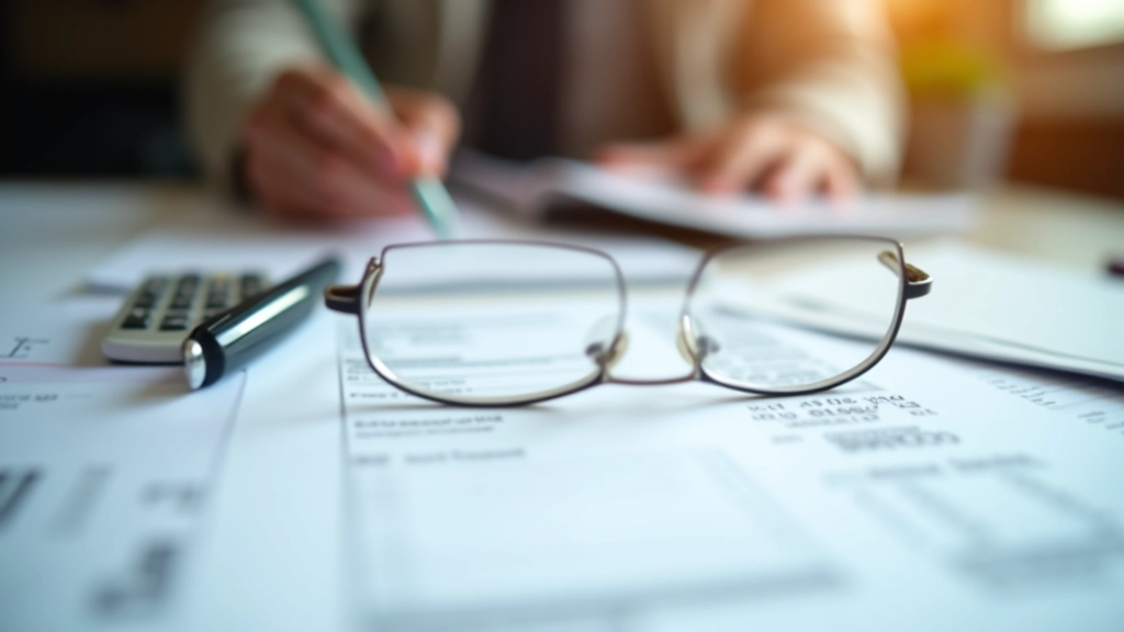 Nahaufnahme eines Steuererklarformulars mit Brille und Kugelschreiber